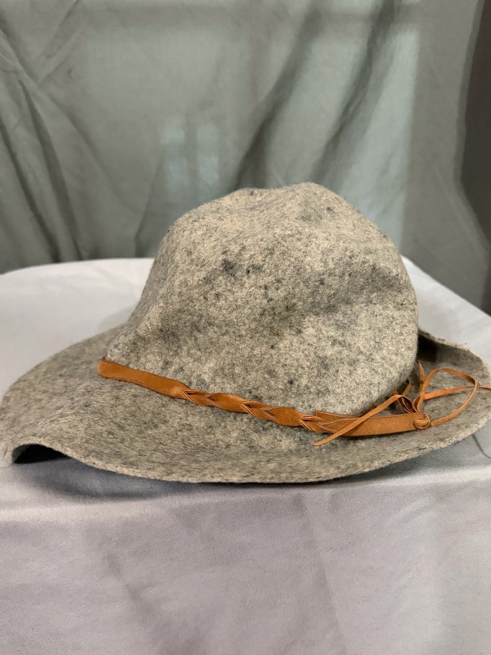 Target Gray Felt Fedora with Braided Brown Leather Band
